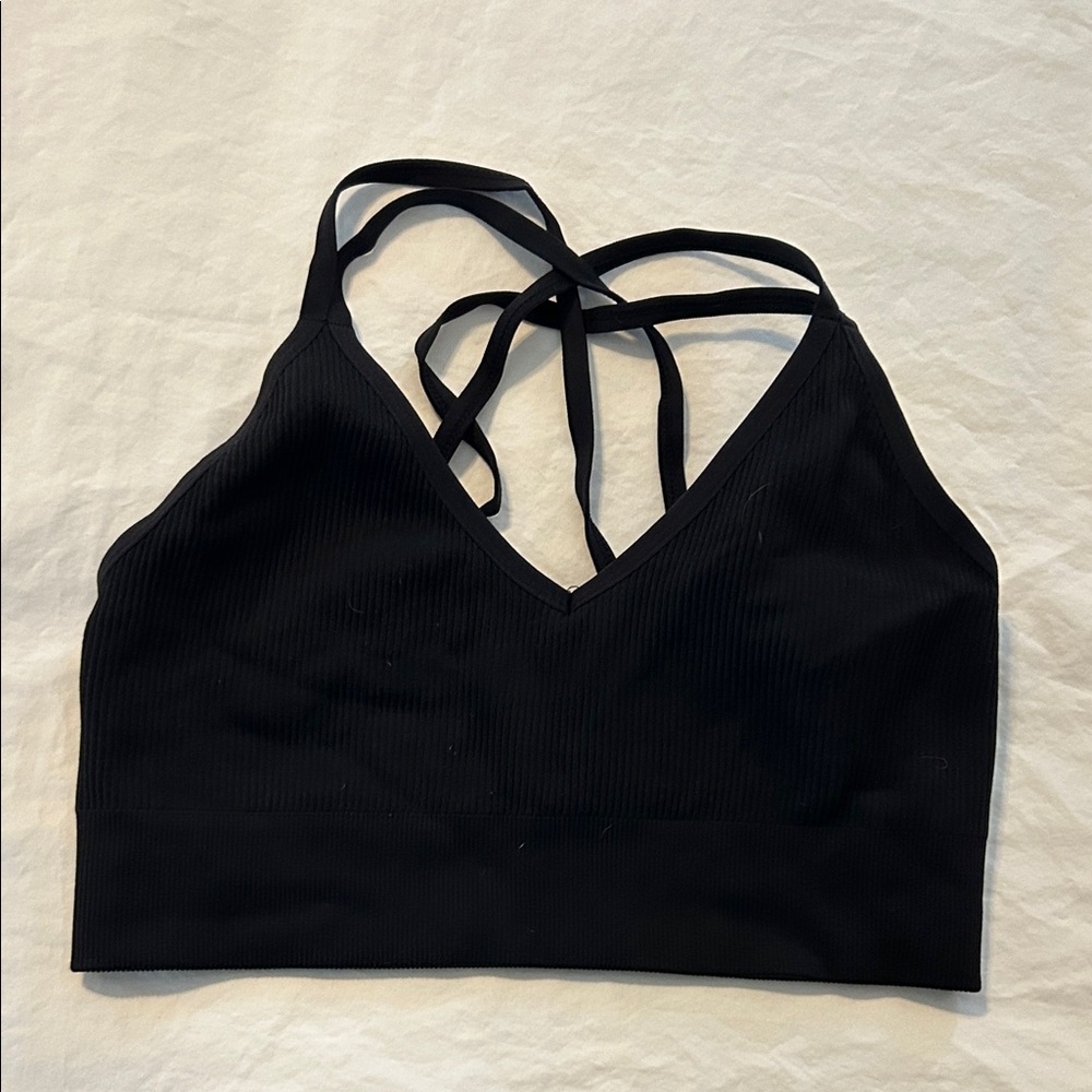 Aerie Black Strappy Back Sports Bra